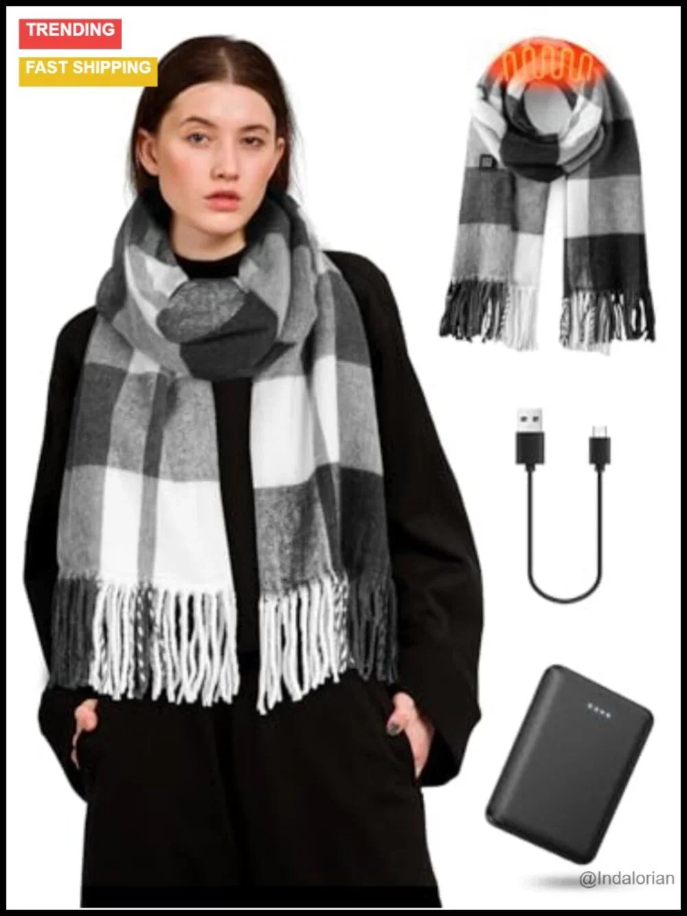 Heated Scarf for Women Men Electric Rechargeable 5000mAh Battery Warm Winter